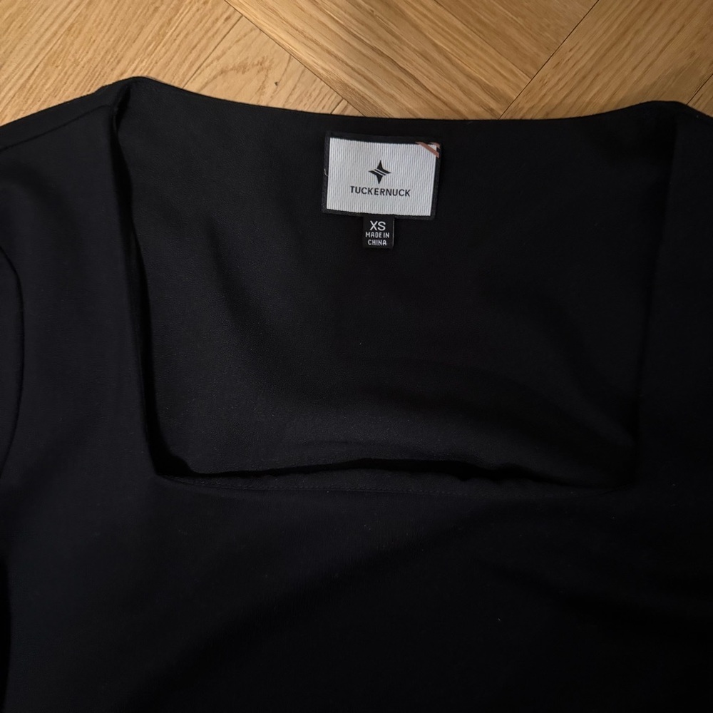 Tuckernuck Black Square Neck Long Sleeve Shift Dress (XS) - Picture 4 of 7